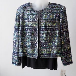 Vintage Handmade 100% silk evening jacket. NWT. Great holiday jacket. Size XL.